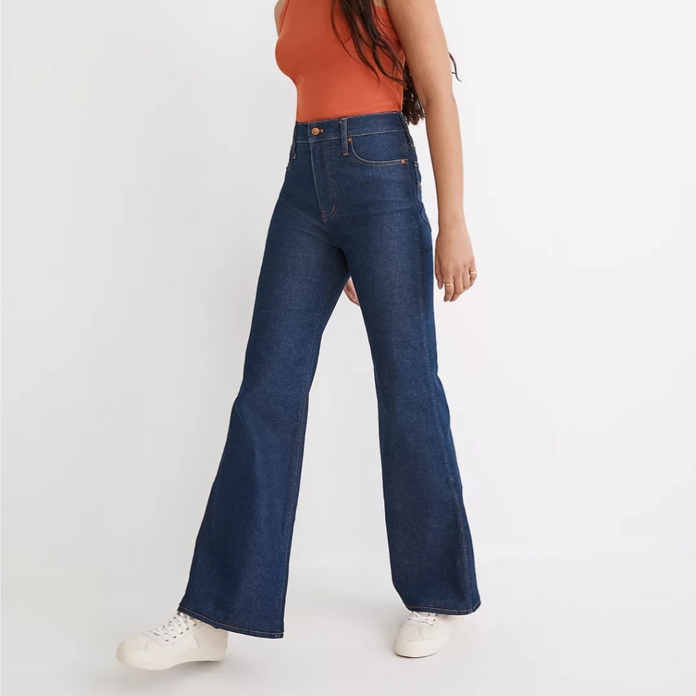 Madewell Dark Blue High-Rise Flare Jeans
